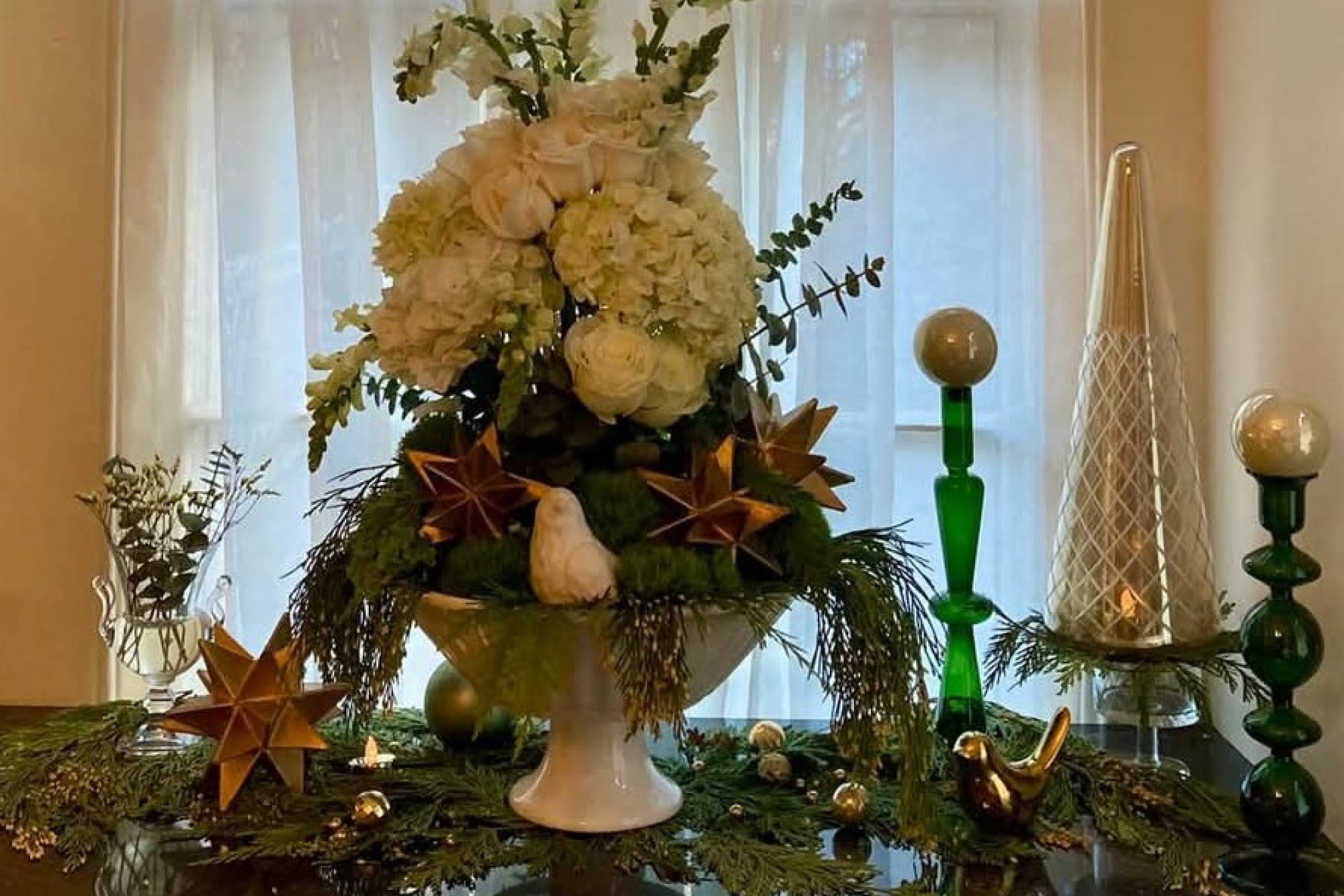 A holiday flower arrangement