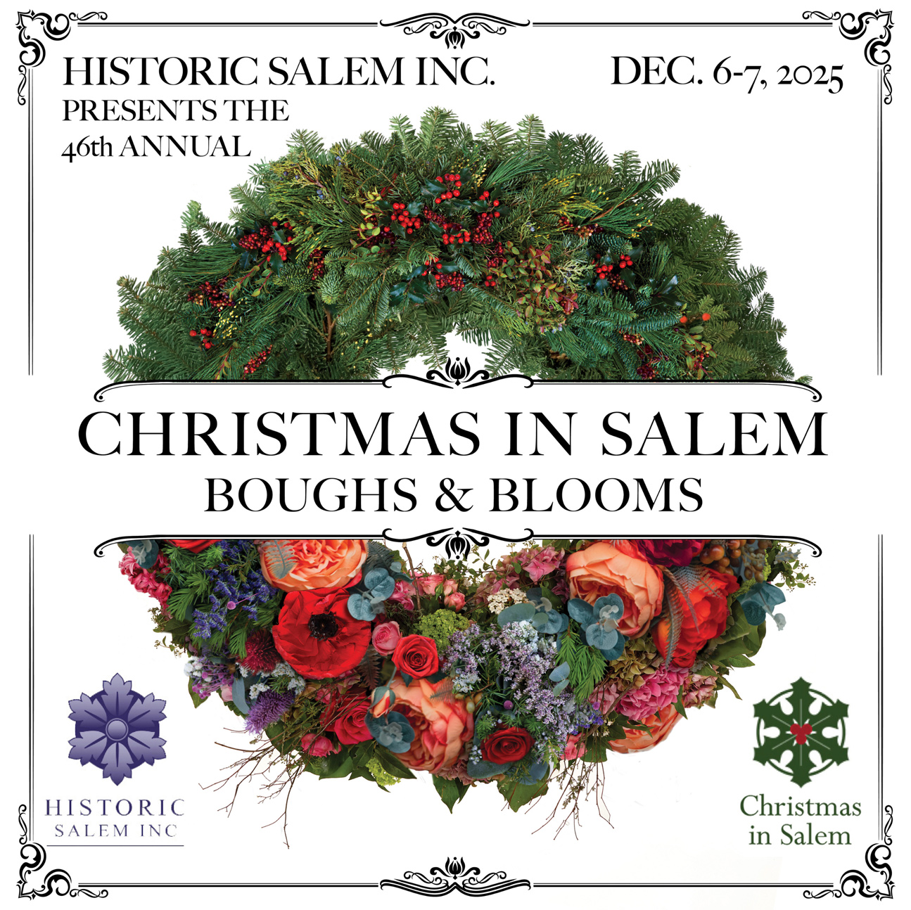 Boughs and Blooms Christmas in Salem 2025 graphic